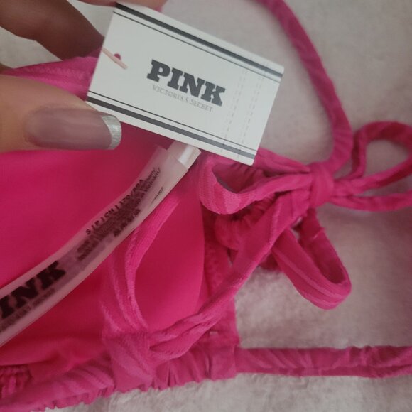 VS/Pink Scrunchie Triangle Bikini Top - S - Picture 4 of 5